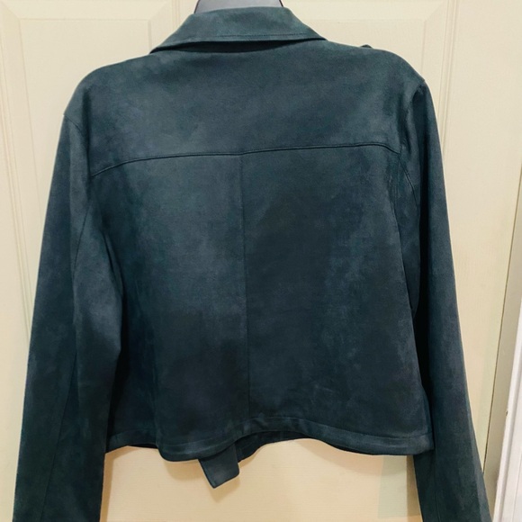 Suede teal cropped jacket - Picture 3 of 6